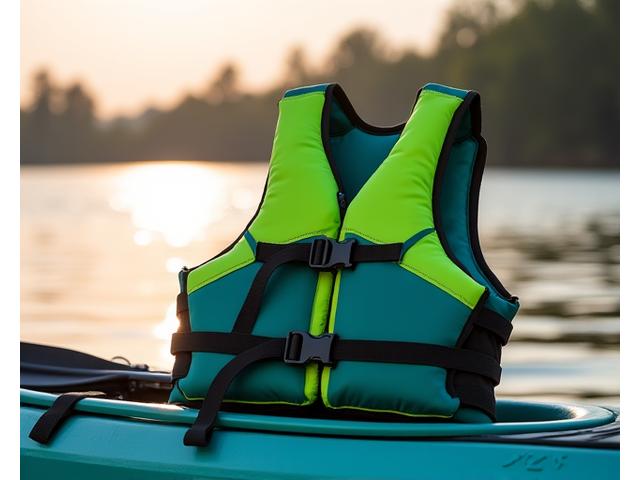 Comfortable and high-visibility life jacket on a kayak deck